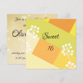 Yellow geometric background with floral graphic einladung (Vorne/Hinten)