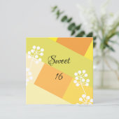 Yellow geometric background with floral graphic einladung (Stehend Vorderseite)
