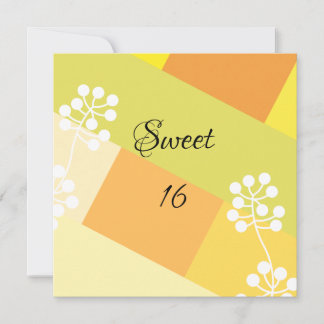Yellow geometric background with floral graphic einladung
