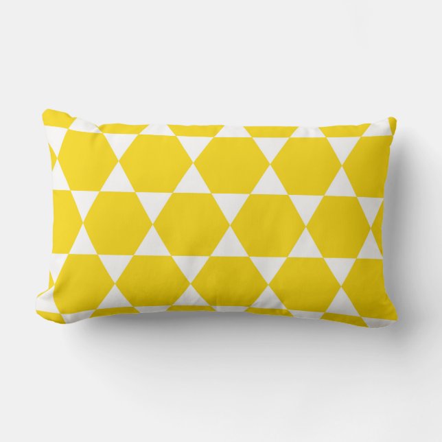 Yellow Geometric Happy Mod Retro Chic Pattern Lendenkissen (Vorderseite)