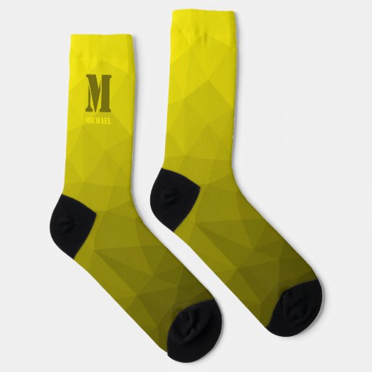 Yellow geometric mesh pattern Monogram Socken (Rechts)