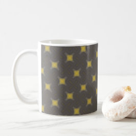 Yellow geometric motifs on grey coffee mug kaffeetasse