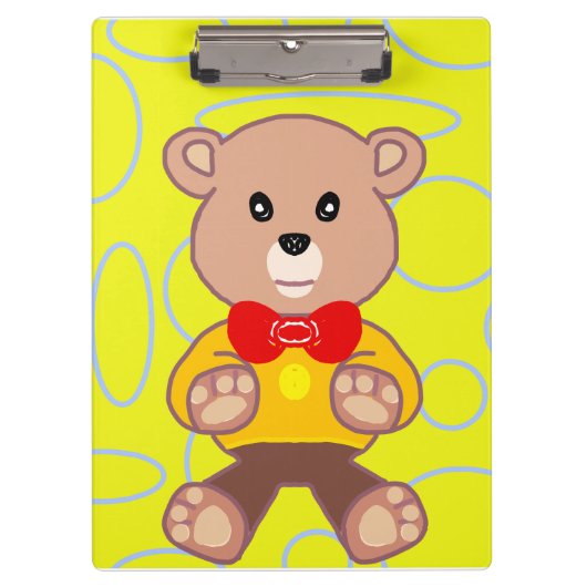 Yellow Geometric Teddy Bear Klemmbrett (Vorderseite)