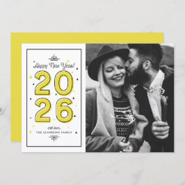 Yellow Geometric Typografy 2025 New Year Feiertagskarte
