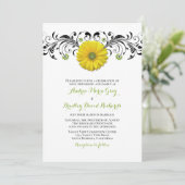 Yellow Gerber Daisy Floral Wedding Einladung (Stehend Vorderseite)