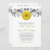 Yellow Gerber Daisy Floral Wedding Einladung (Vorne/Hinten)