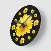 Yellow Gerber Daisy Fotografs Runde Wanduhr (Winkel)