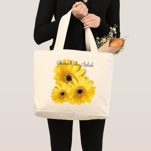 Yellow Gerber Daisy Nah Up Fotografie Jumbo Stoffbeutel (Vorderseite (Produkt))