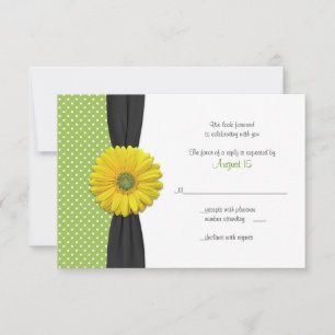 Yellow Gerber Daisy Polka Dot Reply Card Einladung