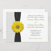 Yellow Gerber Daisy Polka Dot Wedding Einladung (Vorne/Hinten)