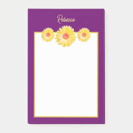 Yellow Gerbera Daisies auf Lila Personalisierten Post-it Klebezettel