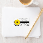 Yellow Gerbera Daisy Black Scroll Address Label Adressaufkleber (Insitu)