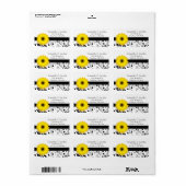 Yellow Gerbera Daisy Black Scroll Address Label Adressaufkleber (Vorne)