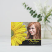 Yellow Gerbera Daisy Blume Foto Abschluss Einladung (Stehend Vorderseite)