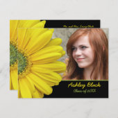Yellow Gerbera Daisy Blume Foto Abschluss Einladung (Vorne/Hinten)