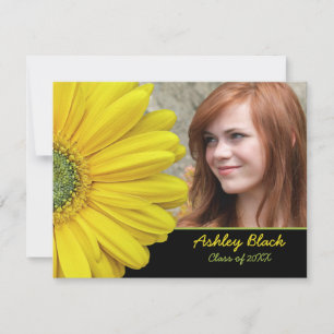 Yellow Gerbera Daisy Blume Foto Abschluss Einladung