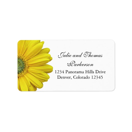 Yellow Gerbera Daisy Blume Wedding Address Adressaufkleber (Vorne)