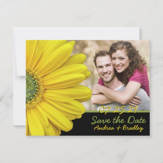 Yellow Gerbera Daisy Foto Wedding Rett Date Save The Date (Vorderseite)