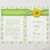 Yellow Gerbera Daisy Green Floral Wedding Program (Vorderseite)