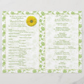 Yellow Gerbera Daisy Green Floral Wedding Program (Rückseite)