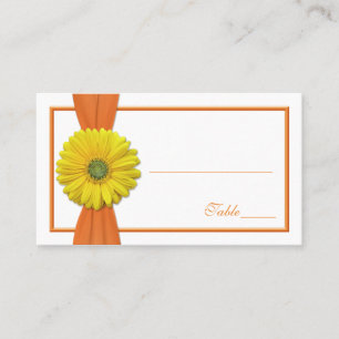 Yellow Gerbera Daisy Orange Wedding Platzkarte