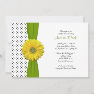 Yellow Gerbera Daisy Polka Dot Brautparty Einladung