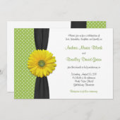 Yellow Gerbera Daisy Polka Dot Wedding Einladung (Vorne/Hinten)