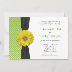 Yellow Gerbera Daisy Polka Dot Wedding Einladung