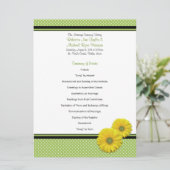 Yellow Gerbera Daisy Polka Dot Wedding Program Programm (Stehend Vorderseite)