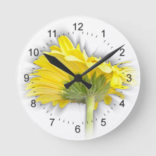 yellow gerbera daisy runde wanduhr