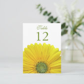 Yellow Gerbera Daisy Tischnummer Card (Stehend Vorderseite)