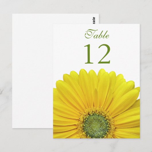 Yellow Gerbera Daisy Tischnummer Card (Vorne/Hinten)