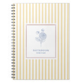 Yellow gestreiftes SpiralNotebook mit Blume Notizblock (Vorderseite)