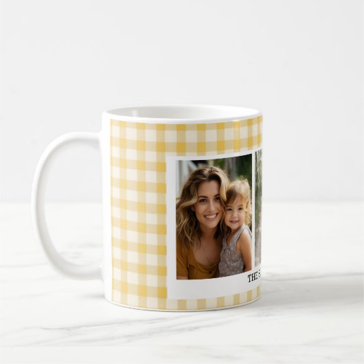 Yellow Gingham 3 Foto Kaffeetasse (Links)