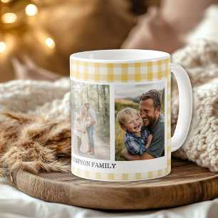 Yellow Gingham 3 Foto Kaffeetasse