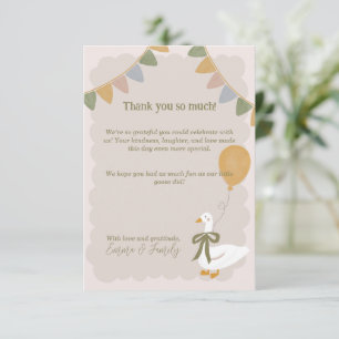 Yellow Gingham Albern Gans mit Balloon Birthday Dankeskarte