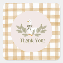 Yellow Gingham Albern Goose Birthday Party Runder Aufkleber