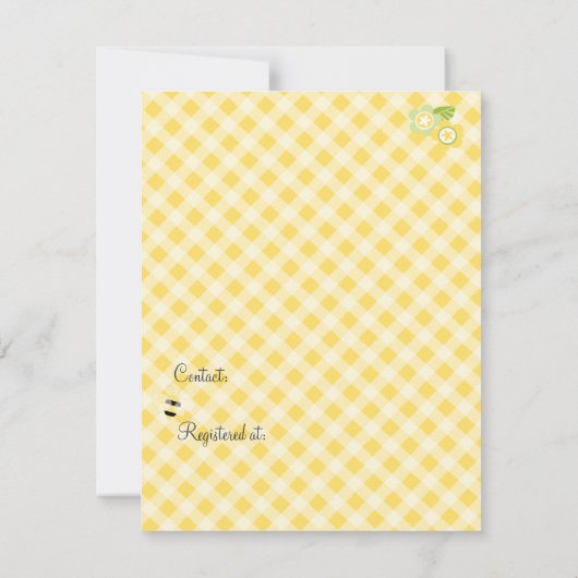 Yellow Gingham Baby Buggy Einladung (Rückseite)