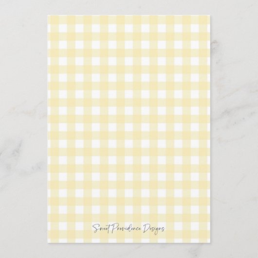 Yellow Gingham Baby Dusche Bingo Karten (Rückseite)