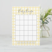 Yellow Gingham Baby Dusche Bingo Karten (Stehend Vorderseite)