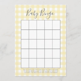 Yellow Gingham Baby Dusche Bingo Karten