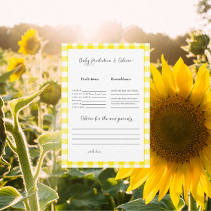 Yellow Gingham Baby Predictions II Einladung
