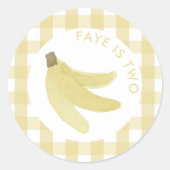 Yellow Gingham Banana Party Personalisiert Sticker (Vorderseite)