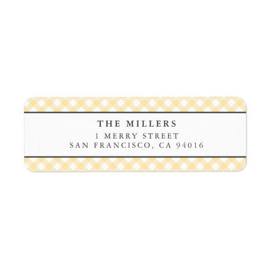 Yellow Gingham Birth Announcement Address Labels (Vorne)