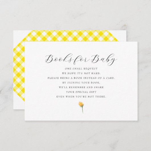 Yellow Gingham Books for Baby Shooting RSVP Karte (Vorne/Hinten)