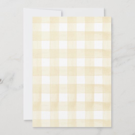 Yellow Gingham Bow Baby Brunch Pancake Baby Dusche Einladung (Rückseite)