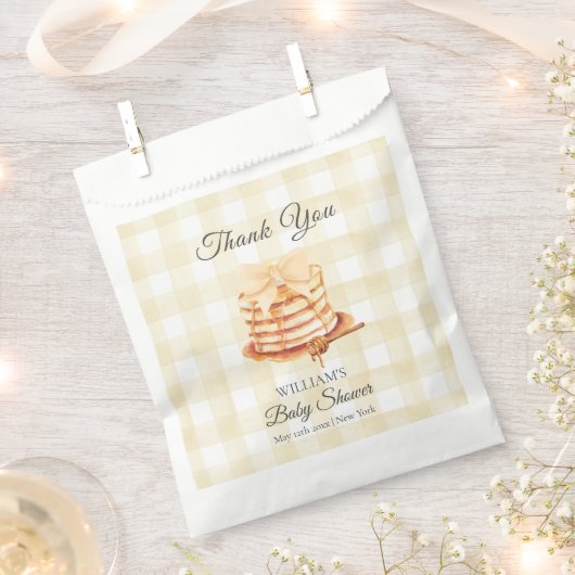 Yellow Gingham Bow Pancake Brunch Babydusche Geschenktütchen (Ausgeschnitten)