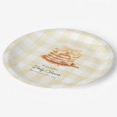 Yellow Gingham Bow Pancake Brunch Babydusche Pappteller (Schrägansicht)