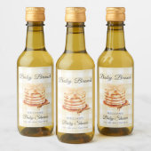 Yellow Gingham Bow Pancake Brunch Babydusche Weinetikett (Flaschen)