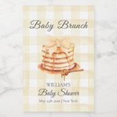 Yellow Gingham Bow Pancake Brunch Babydusche Weinetikett (Einzelnes Label)